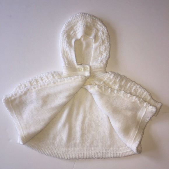 VTG Kids & More Knit Cape Baby Girl 12 Mos Hooded - Picture 3 of 7